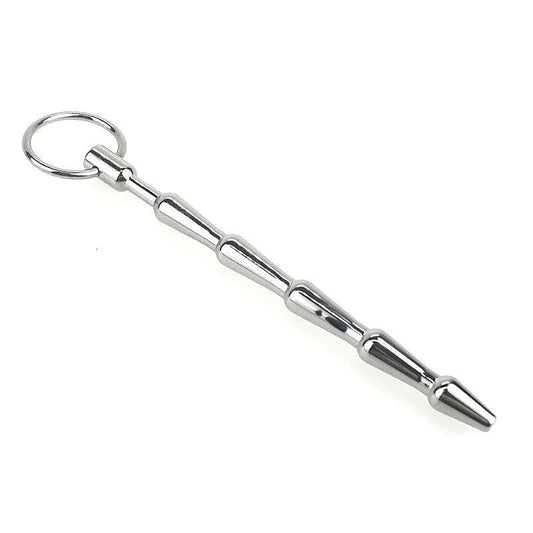 Tiered Metal Plug with Pull Ring - Penis Plugs