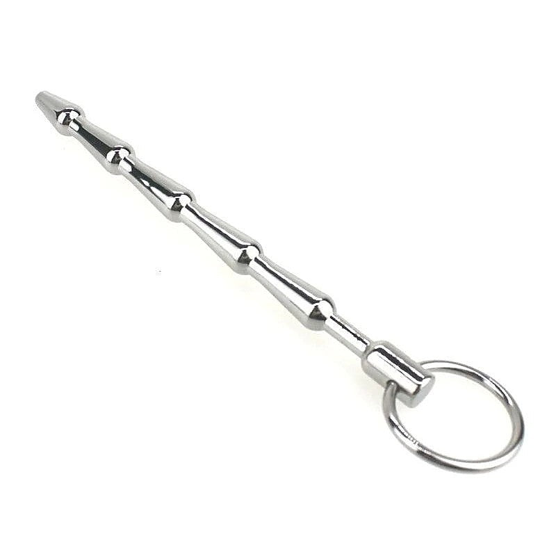Tiered Metal Plug with Pull Ring - Penis Plugs