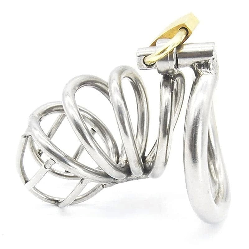 Bent Ring Stainless Steel Chastity Cage By Bdstyle - Male Chastity