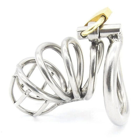 Bent Ring Stainless Steel Chastity Cage By Bdstyle - Male Chastity