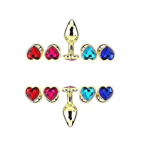 Heart Jeweled Stainless Steel Butt Plug Small - Butt Plugs