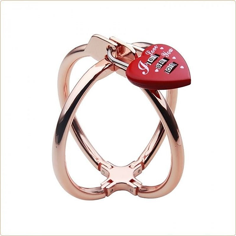 Ellipse Stainless Steel Heart Lock Cross Cuffs by BDStyle - Cuffs and Restraints