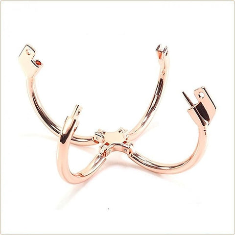 Ellipse Stainless Steel Heart Lock Cross Cuffs by BDStyle - Cuffs and Restraints