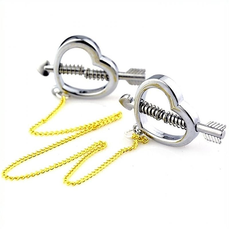 Cupid Nipple Press Clamps With Chain By Bdstyle - Breast and Nipple Toys