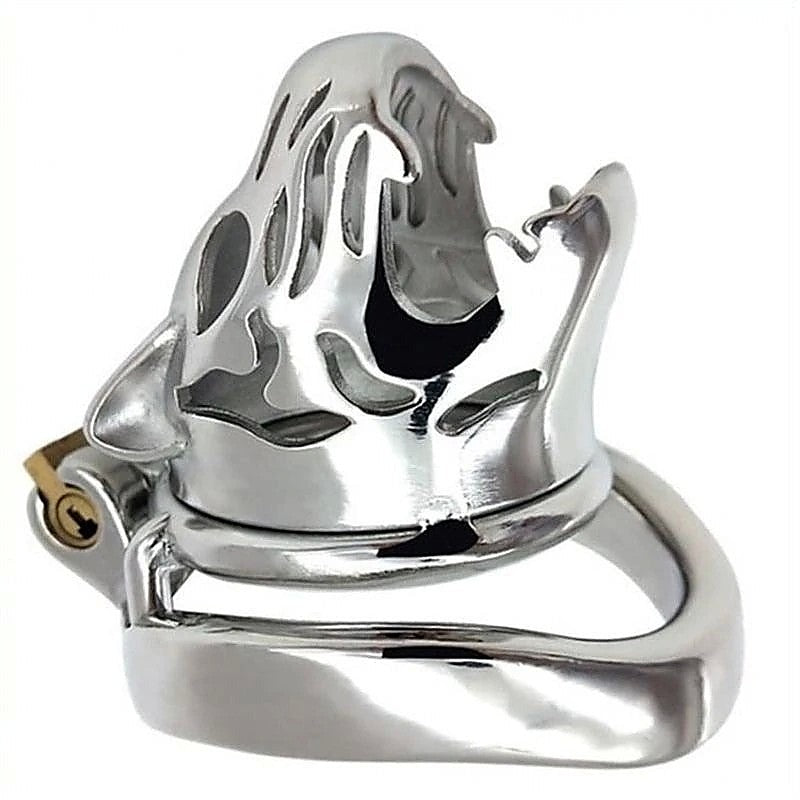 Tiger Head Bend Ring Steel Cock Cage By Bdstyle - Male Chastity