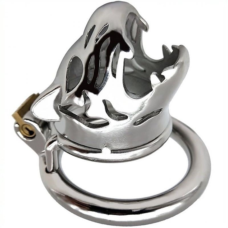 Tiger Head Steel Cock Cage by BDStyle - Male Chastity