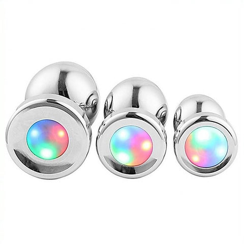 Colorful Light Stainless Steel Butt Plug By Bdstyle - Steel Sex Toys