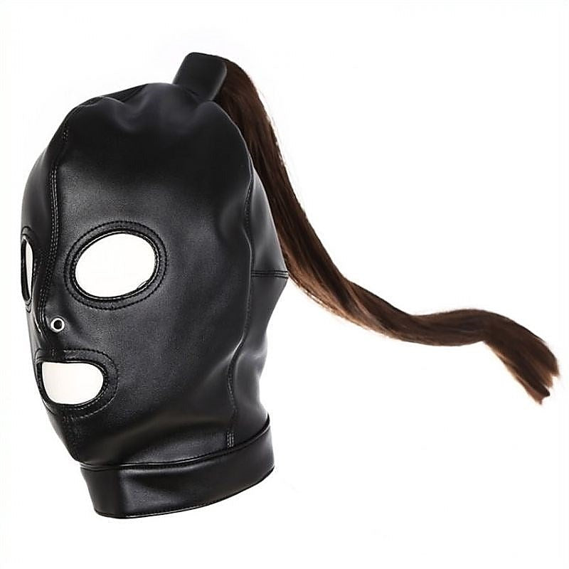 Bondage Hood With Pony Tail - Bondage Hoods