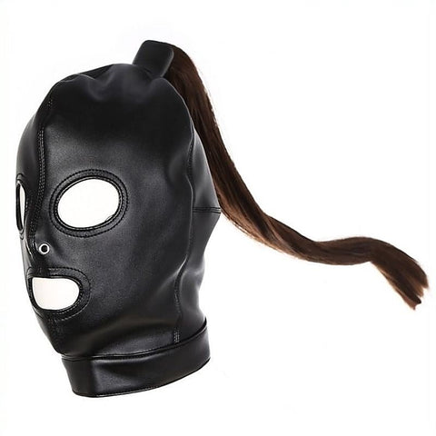 Bondage Hood With Pony Tail - Bondage Hoods