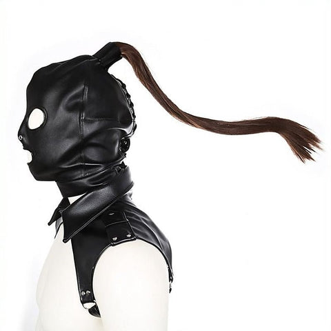 Bondage Hood With Pony Tail - Bondage Hoods