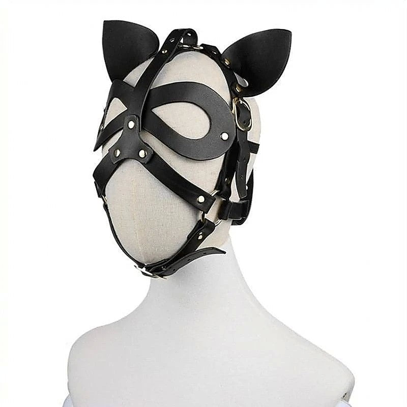 Bondage Leather Cat Mask With Ears By Bdstyle - Butt Plugs