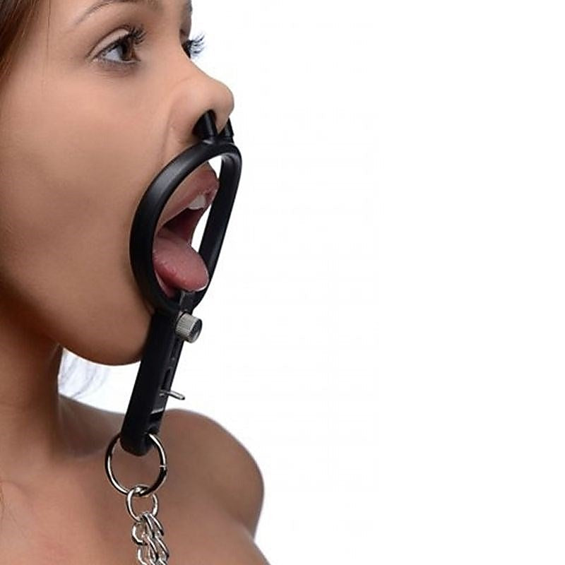 Degraded Mouth Spreader with Nipple Clamps by BDStyle - Nipple and Clit Clamps