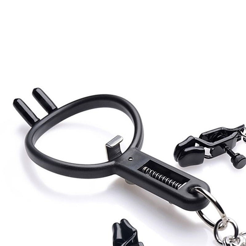Degraded Mouth Spreader with Nipple Clamps by BDStyle - Nipple and Clit Clamps