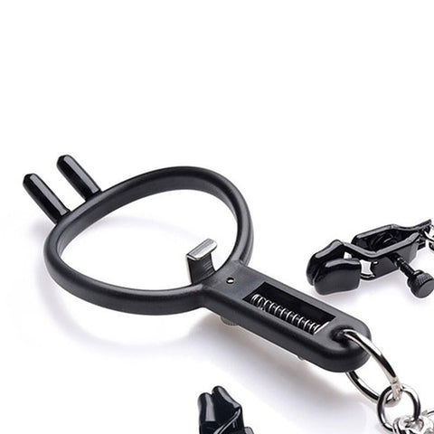 Degraded Mouth Spreader with Nipple Clamps by BDStyle - Nipple and Clit Clamps