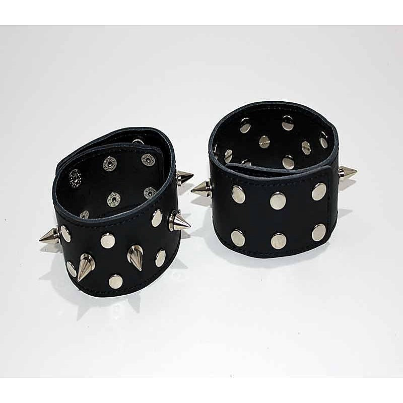 Spiked Leather Ankle Cuffs With Studs - Collars and Leads