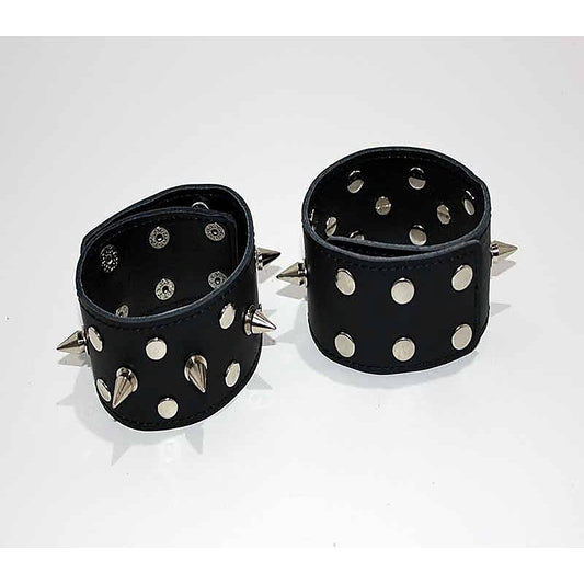 Spiked Leather Ankle Cuffs With Studs - Collars and Leads