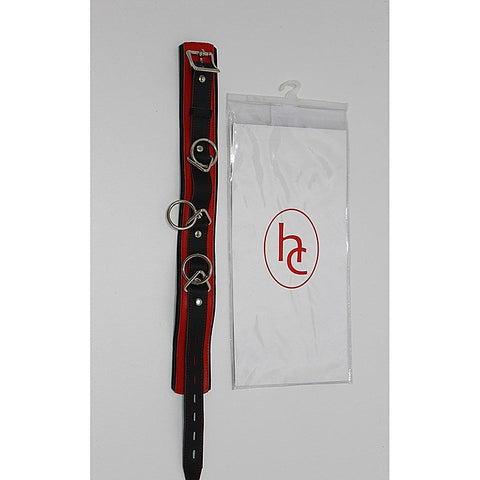 BondageInc Bondage Red and Black Collar with O-Rings - Collars and Leads