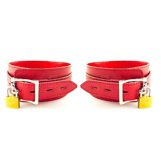 BDStyle Faux Leather Collar Adjustable Red Thick - Collars and Leads