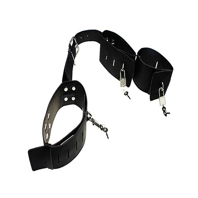 BDSM Gear Leather Cuffs & Collar - Cuffs and Restraints