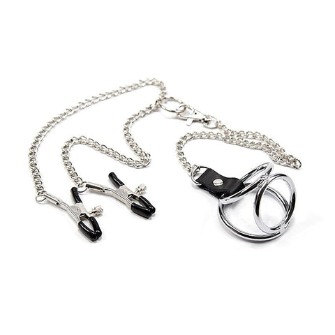 Nipple Clamps With 39 mm Cock Ring by BDStyle - Cock Rings