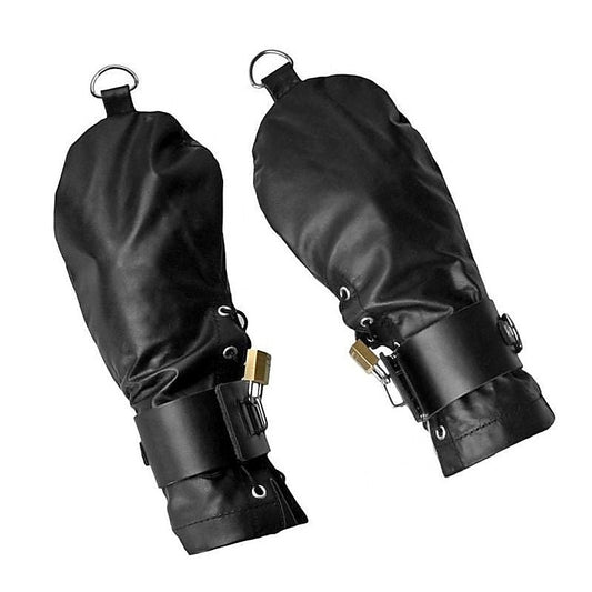Lace Up Leather Mitts with Wrist Cuffs - Cuffs and Restraints