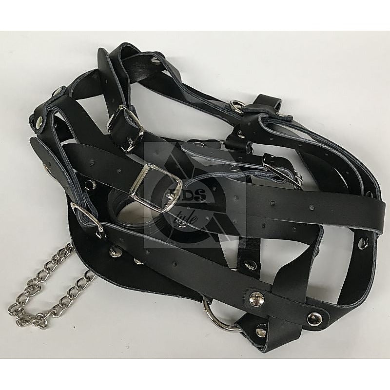 Leather Head Harness Gag With Stopper By Bdstyle - Bondage Gags and Bits