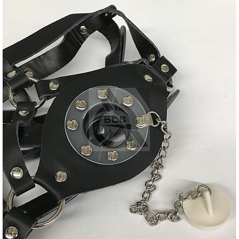 Leather Head Harness Gag With Stopper By Bdstyle - Bondage Gags and Bits