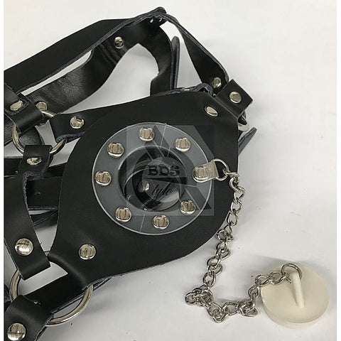 Leather Head Harness Gag With Stopper By Bdstyle - Bondage Gags and Bits