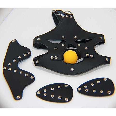 Bondage Mask with Blindfold and Ball Gag - Bondage Gags and Bits