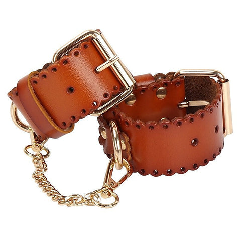Real Leather Handcuffs - Cuffs and Restraints