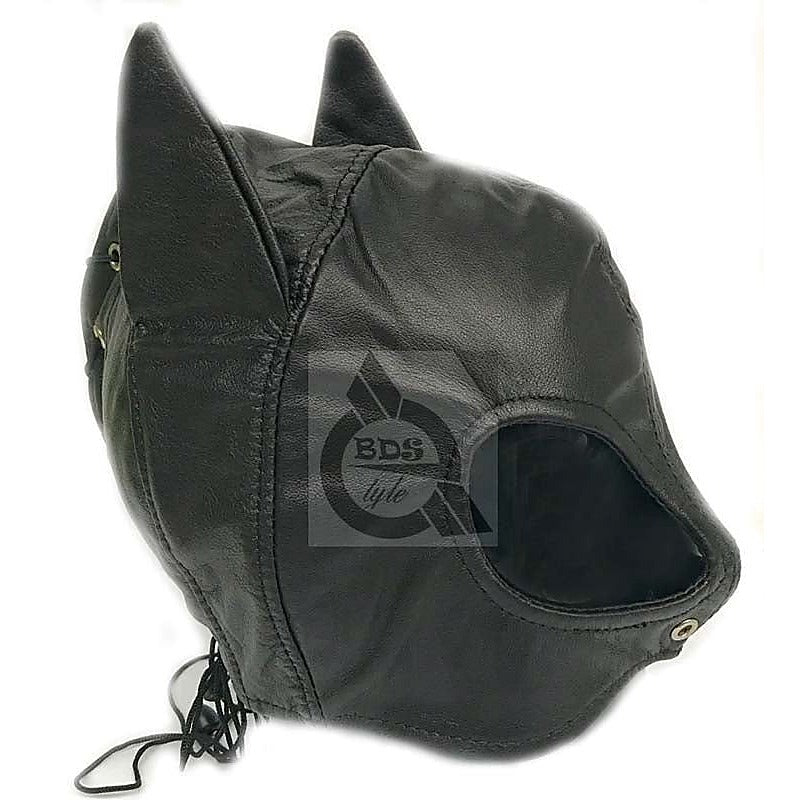 Wicked Wench Leather Feline Hood - Bondage Hoods