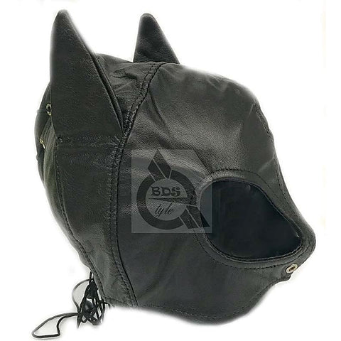 Wicked Wench Leather Feline Hood - Bondage Hoods