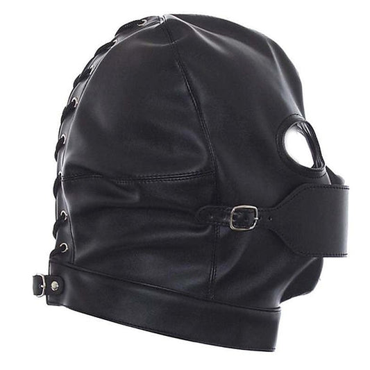 Cafe Bondage Hood Leather - Bondage Hoods