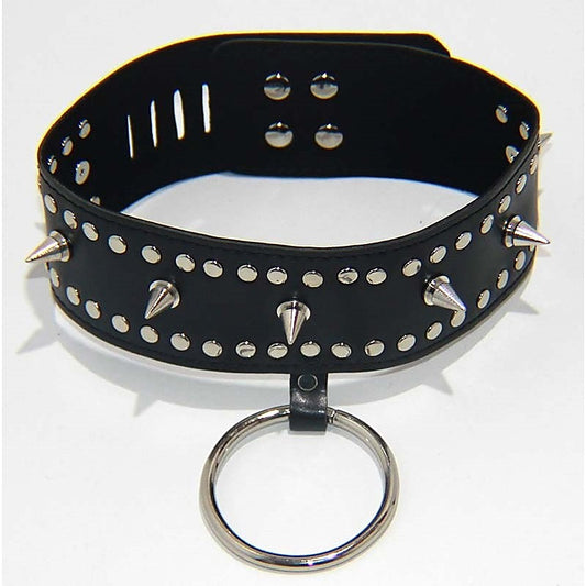 Fierce Faux Leather Bondage Collar - Studded Style - Collars and Leads