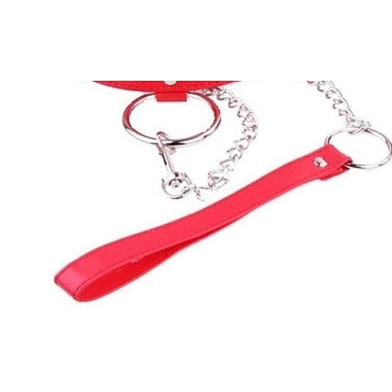 Bondage Collar Set With Heart Crystal Accents By Bdstyle - Fancy Dress Ups