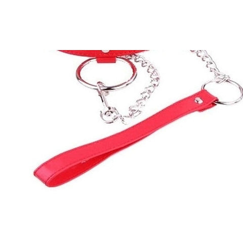 Bondage Collar Set With Heart Crystal Accents By Bdstyle - Fancy Dress Ups