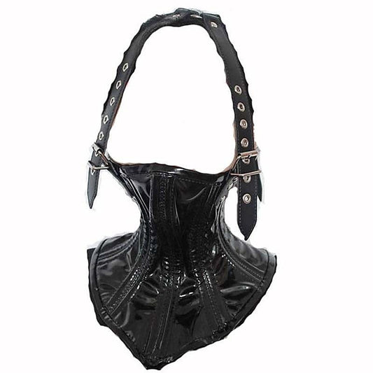 Neck PVC Corset with Head Harness - Cuffs and Restraints