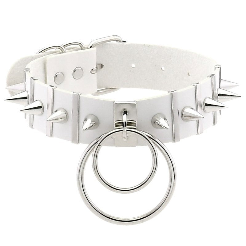 BDSM Spiked Collar PVC With Pendant - Masks And Blindfolds