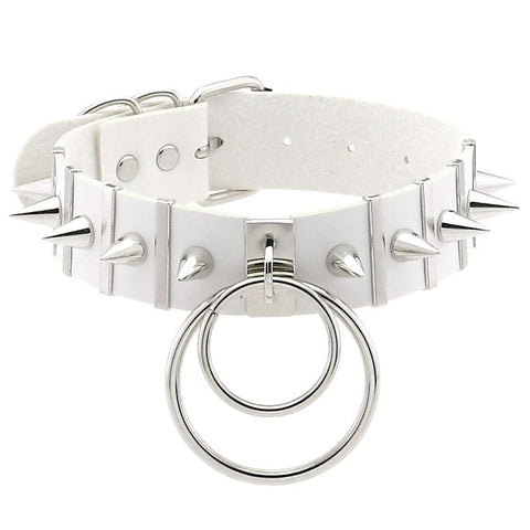 BDSM Spiked Collar PVC With Pendant - Masks And Blindfolds