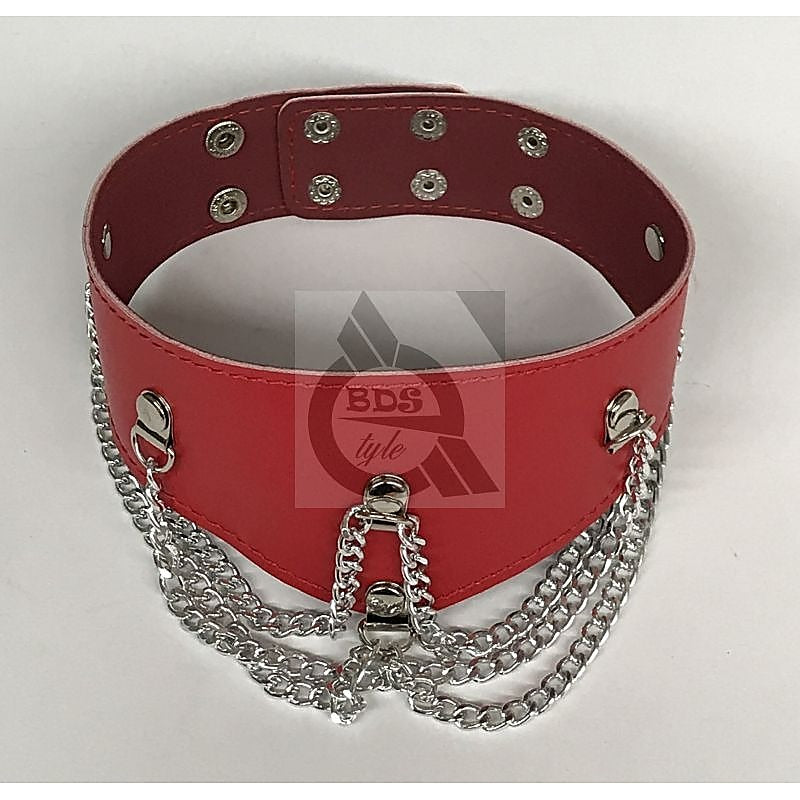 Ladies Fetish Collar With Chains Heavy Red by BDStyle - Fancy Dress Ups