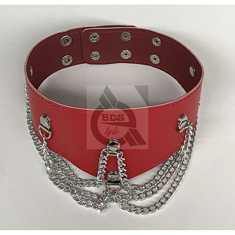 Ladies Fetish Collar With Chains Heavy Red by BDStyle - Fancy Dress Ups