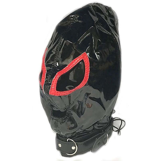 Ladies Red & Black Bondage Hood - Bondage Hoods