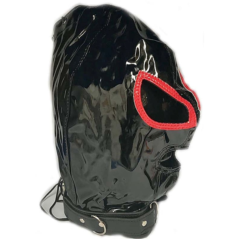Ladies Red & Black Bondage Hood - Bondage Hoods