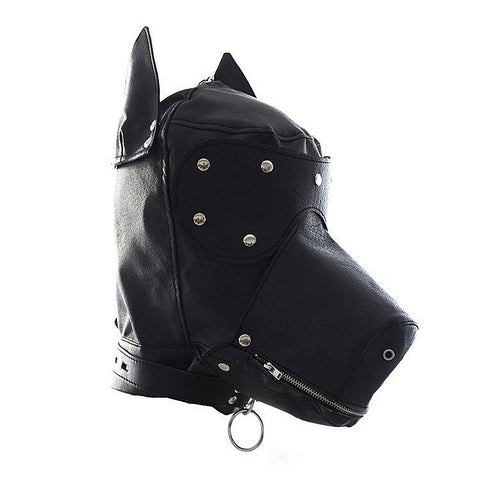 Bang Good Bondage Dog Hood Shiny Real Leather - Bondage Hoods