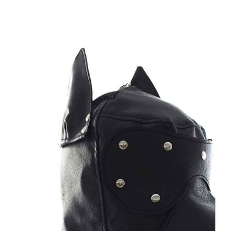 Bang Good Bondage Dog Hood Shiny Real Leather - Bondage Hoods