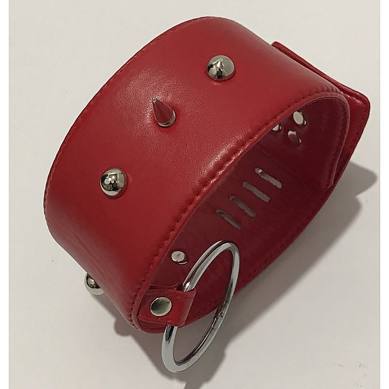 Spiked Bondage Collar Metal O Ring - Collars and Leads