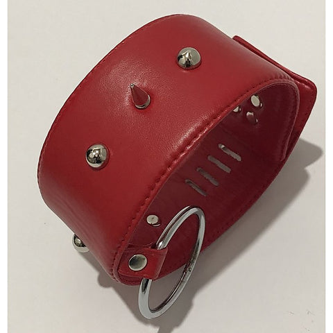 Spiked Bondage Collar Metal O Ring - Collars and Leads