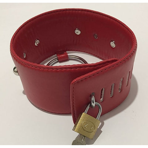 Spiked Bondage Collar Metal O Ring - Collars and Leads