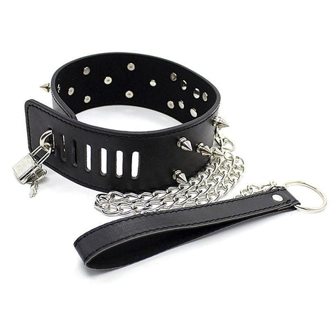 Flat Head Collar Lockable With Full Spikes - Anal Beads and Balls