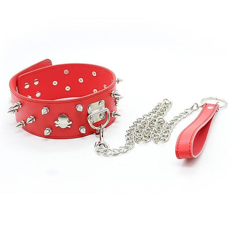 Flat Head Collar Lockable With Full Spikes - Anal Beads and Balls